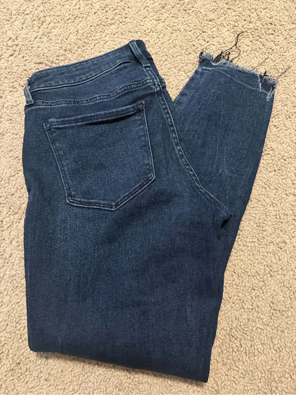 Old Navy Dark Blue Frayed Ankle Jeans